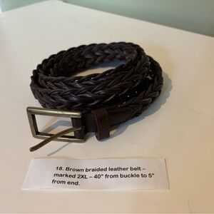 Brown braided boho style leather belt 2XL